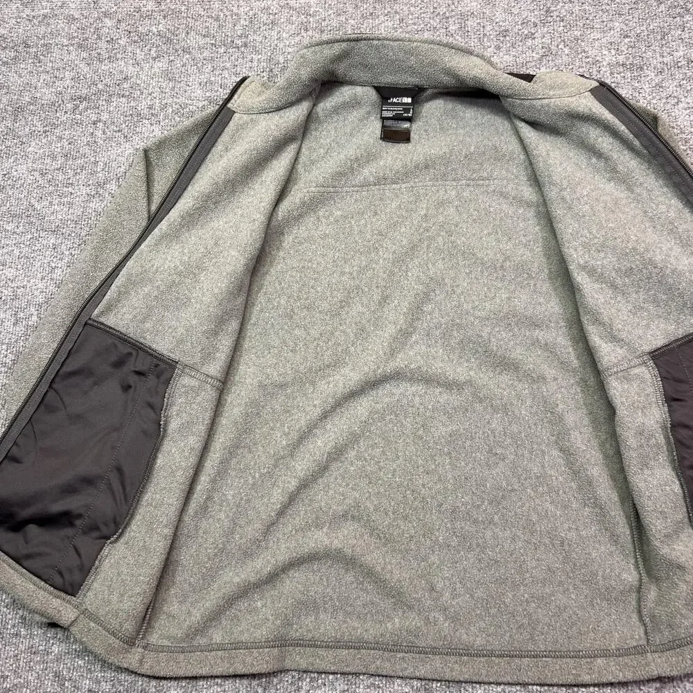 The North Face Jacket Boys Large 14/16 Gray Black Fleece Full Zip Chest Pocket